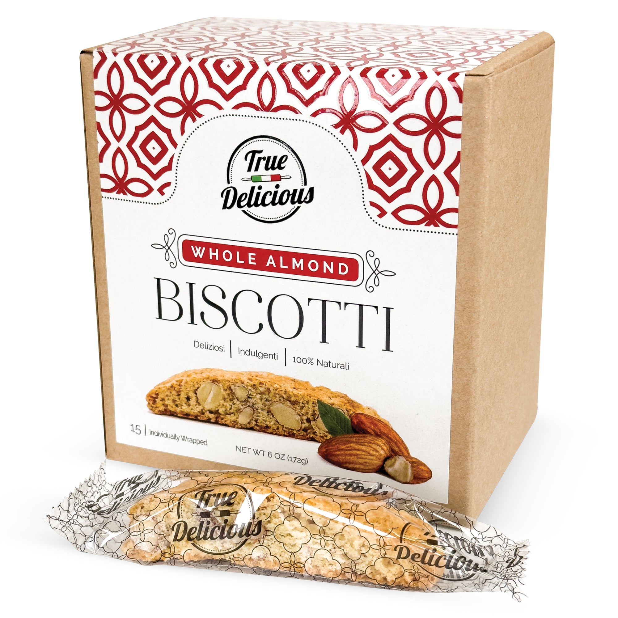 Elegant Box Almond Biscotti Individually Wrapped - True Delicious | Authentic Italian Desserts