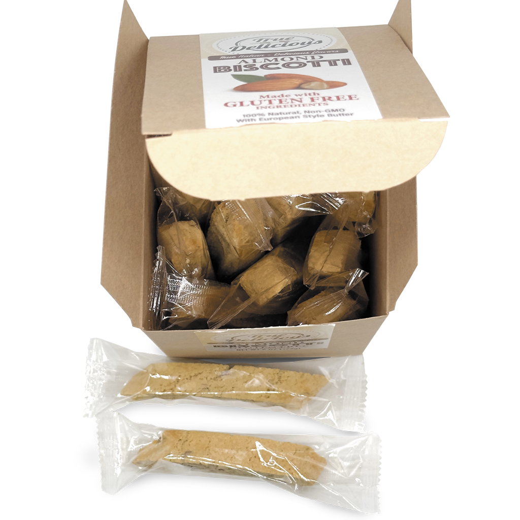 Gluten Free Ingredients Almond Biscotti - Individually Wrapped - True Delicious | Authentic Italian Desserts