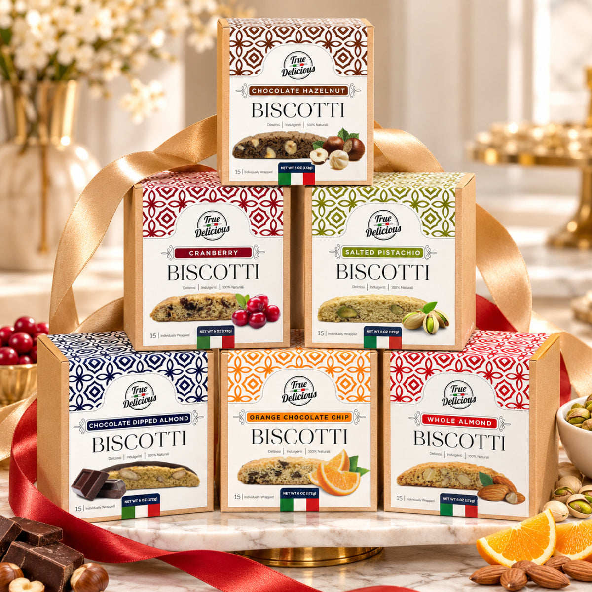 Corporate Gift Set of 6 elegant biscotti boxes
